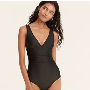 Jcrew long torso ruched v neck one piece
